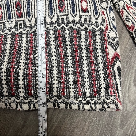 Zara Knit Cardigan Aztec Print Open Front Long Sleeve Bohemian Size S - Picture 7 of 9